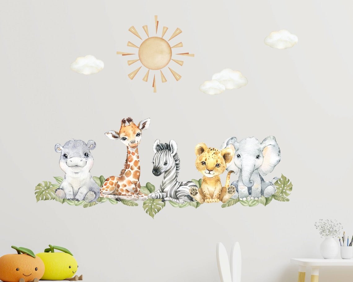 Baby Safari Animals & Trees Wall Decal - ChicoBumBum