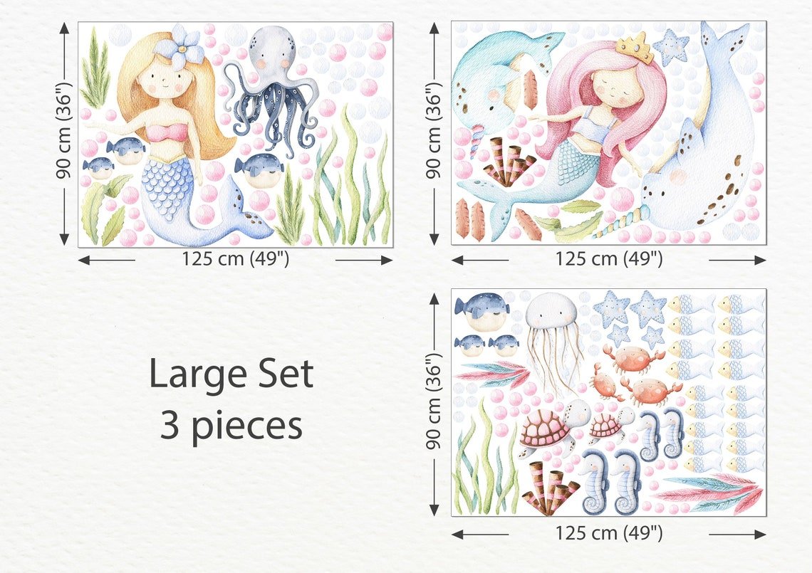 Underwater Nursery Mermaid Wall Decal - ChicoBumBum