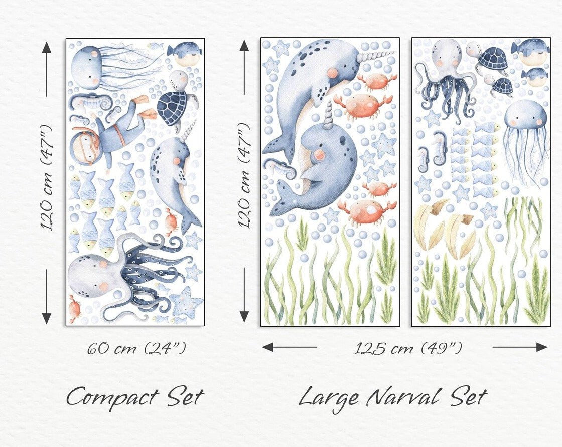 Underwater Nursery Narwal Wall Decal - ChicoBumBum