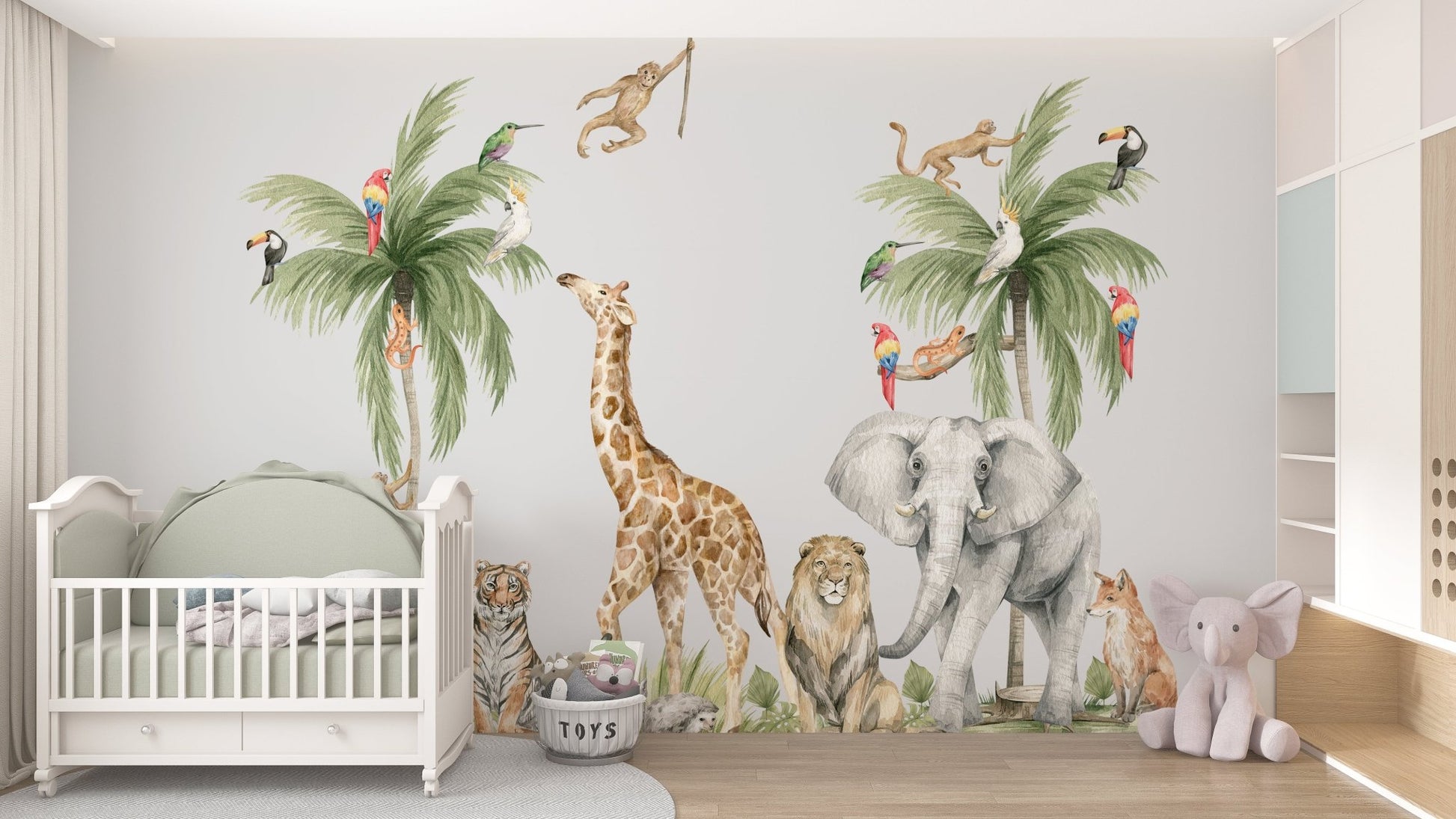 Safari Animals & Palm Trees Wall Decal - ChicoBumBum