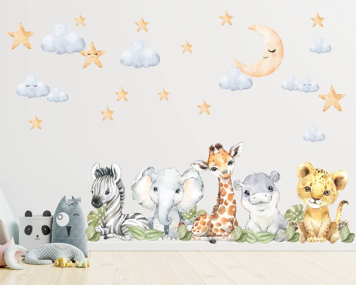 Baby Safari Animals & Stars Wall Decal - ChicoBumBum