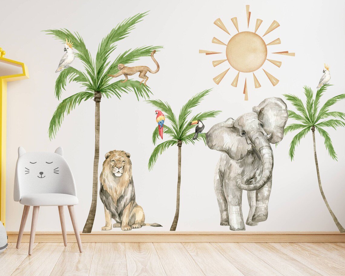 Baby Safari Animals & Stars Wall Decal - ChicoBumBum