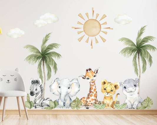 Baby Safari Animals & Trees Wall Decal - ChicoBumBum