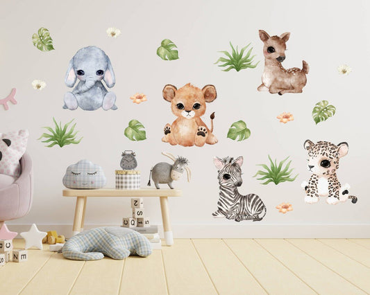 Baby Safari Animals & Trees Wall Decal - ChicoBumBum