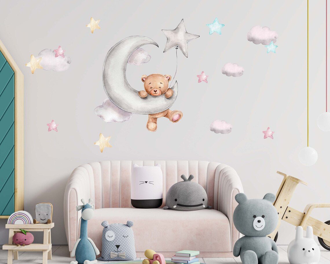 Bear on a Moon Wall Decal - ChicoBumBum