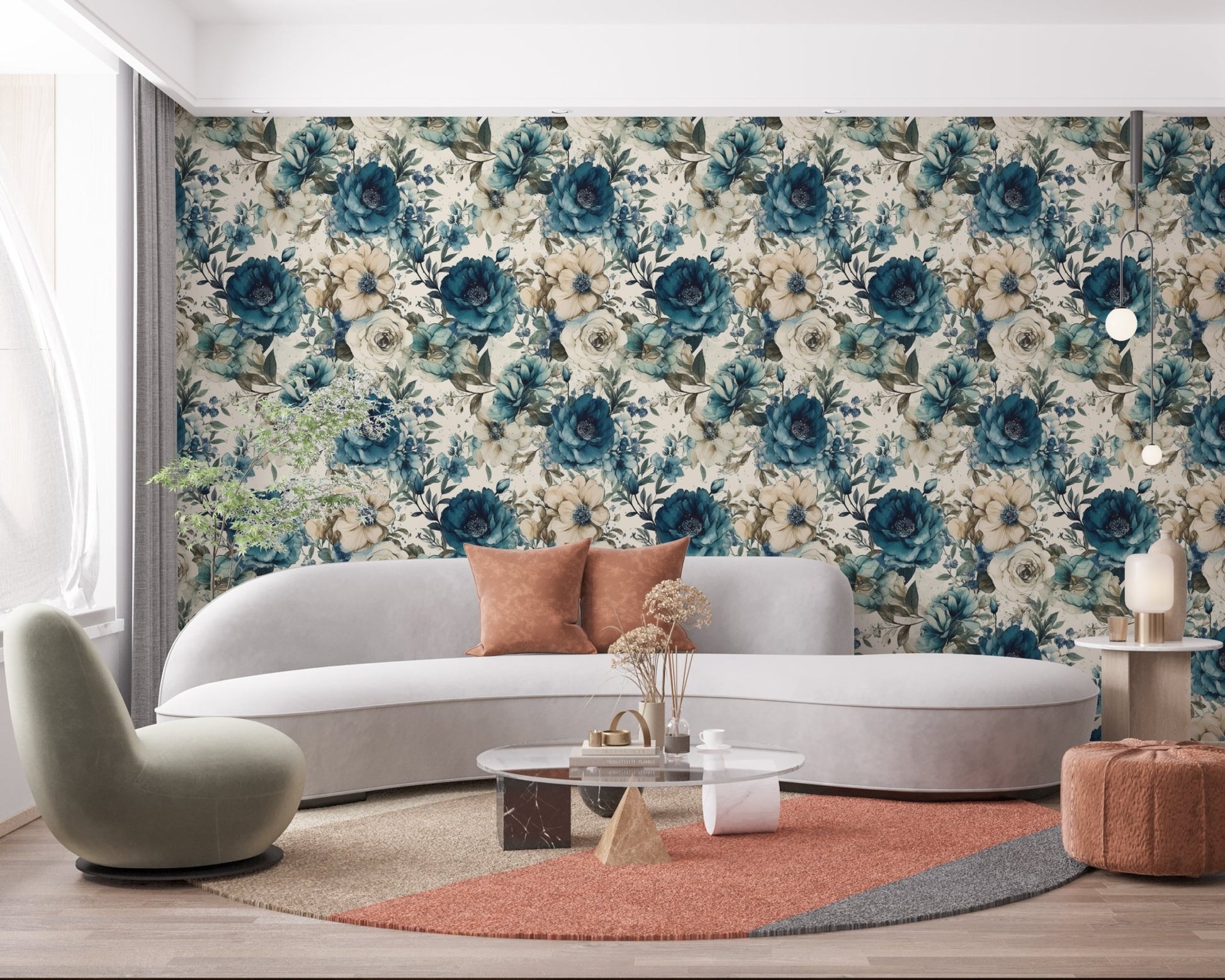 Blue Floral Wallpaper - ChicoBumBum