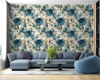 Blue Floral Wallpaper - ChicoBumBum