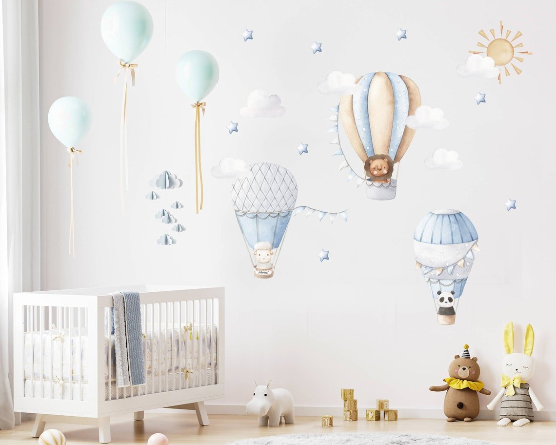 Blue Hot Air Balloons Wall Decal - ChicoBumBum