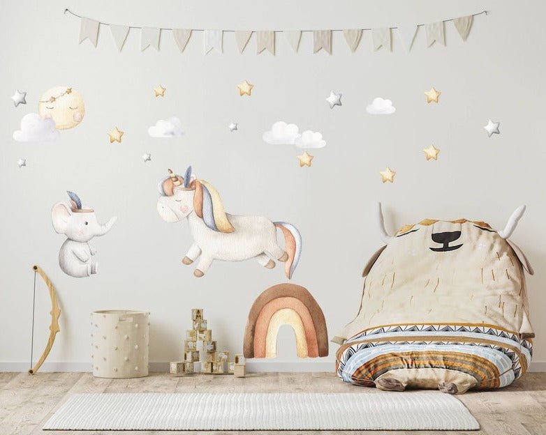 Boho Unicorn Rainbow Wall Decal - ChicoBumBum