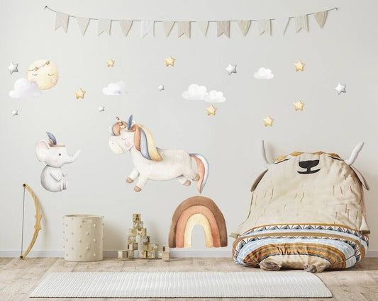 Boho Unicorn Rainbow Wall Decal - ChicoBumBum