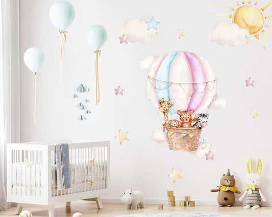 Colorful Hot Air Balloon Nursery Wall Decal - ChicoBumBum