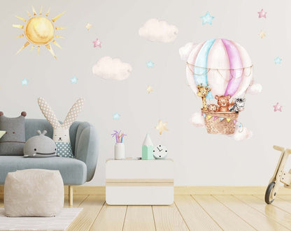 Colorful Hot Air Balloon Nursery Wall Decal - ChicoBumBum