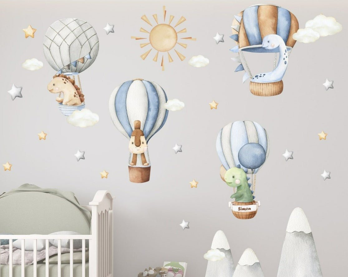 Cute Dino Hot Air Balloon Wall Decal - ChicoBumBum