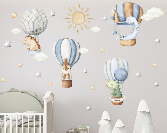 Cute Dino Hot Air Balloon Wall Decal - ChicoBumBum