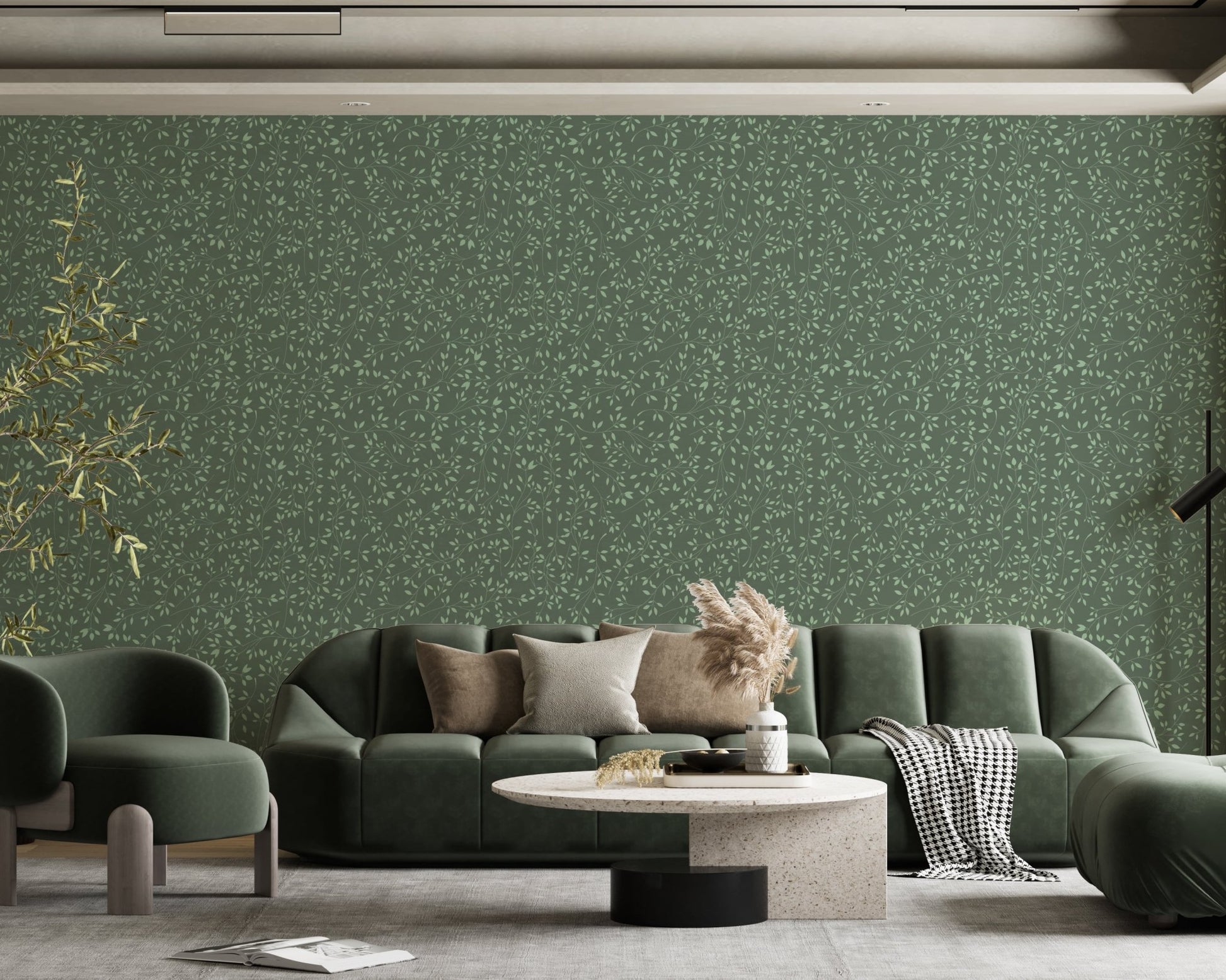 Dark Greenery Decorative Floral Wallpaper - ChicoBumBum