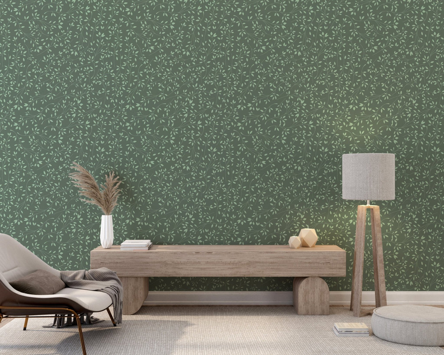 Dark Greenery Decorative Floral Wallpaper - ChicoBumBum