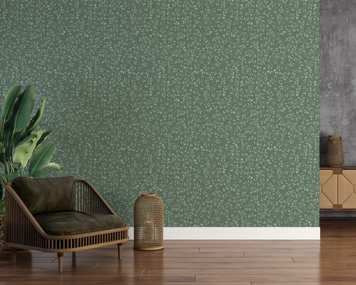 Dark Greenery Decorative Floral Wallpaper - ChicoBumBum