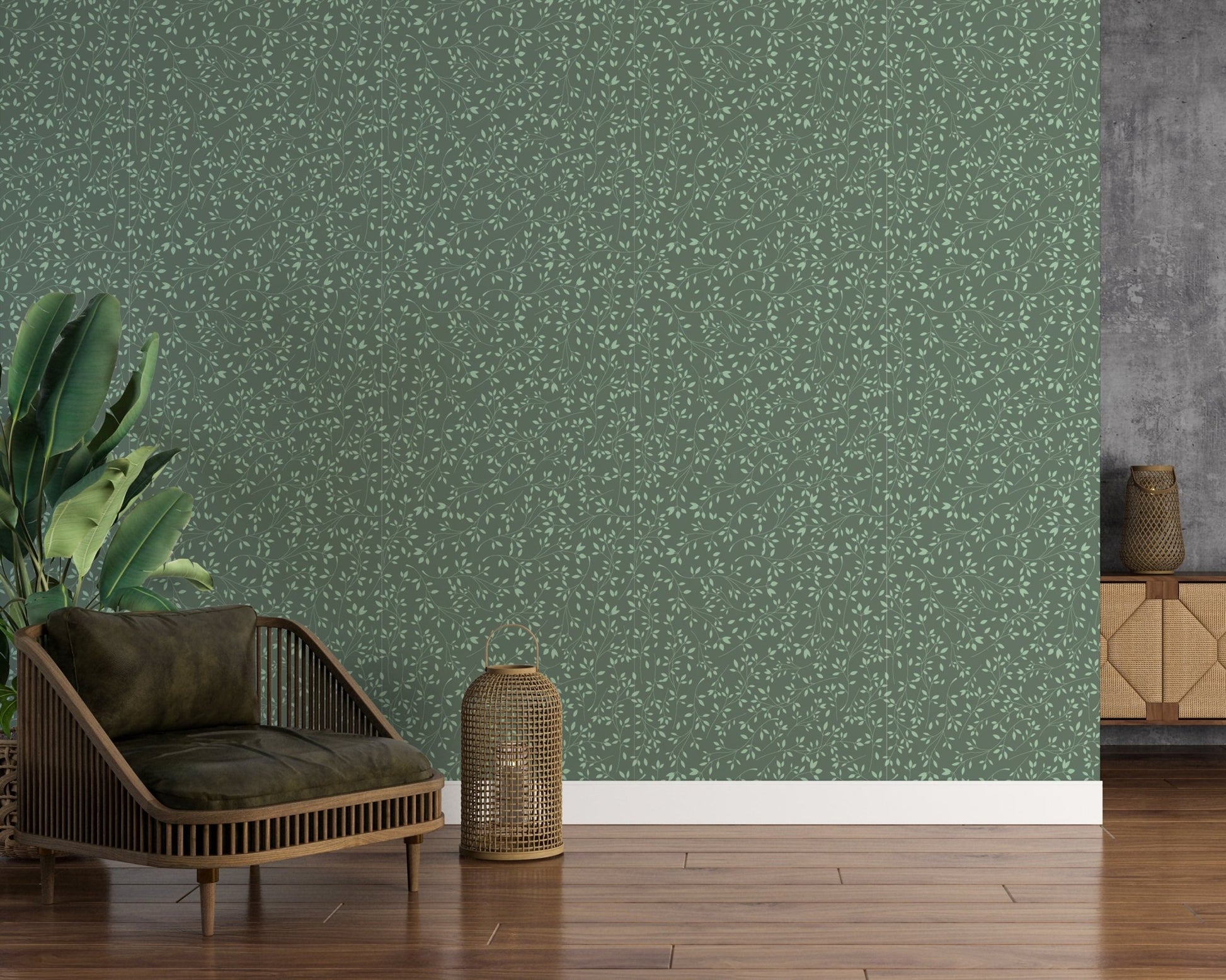 Dark Greenery Decorative Floral Wallpaper - ChicoBumBum