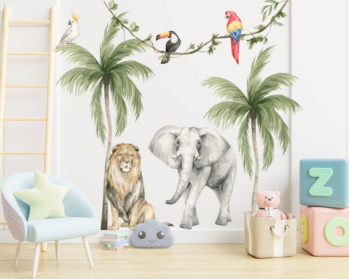 Elephant & Lion & Tree Wall Decal - ChicoBumBum