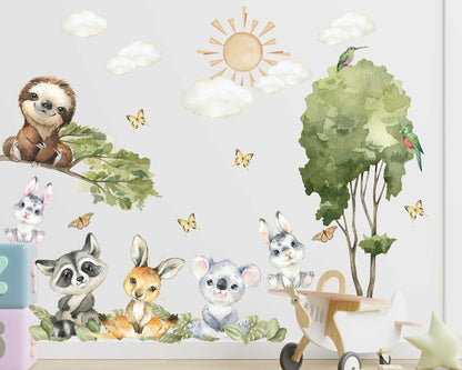 Forest Animals with Trees Set Wall Decal - ChicoBumBum