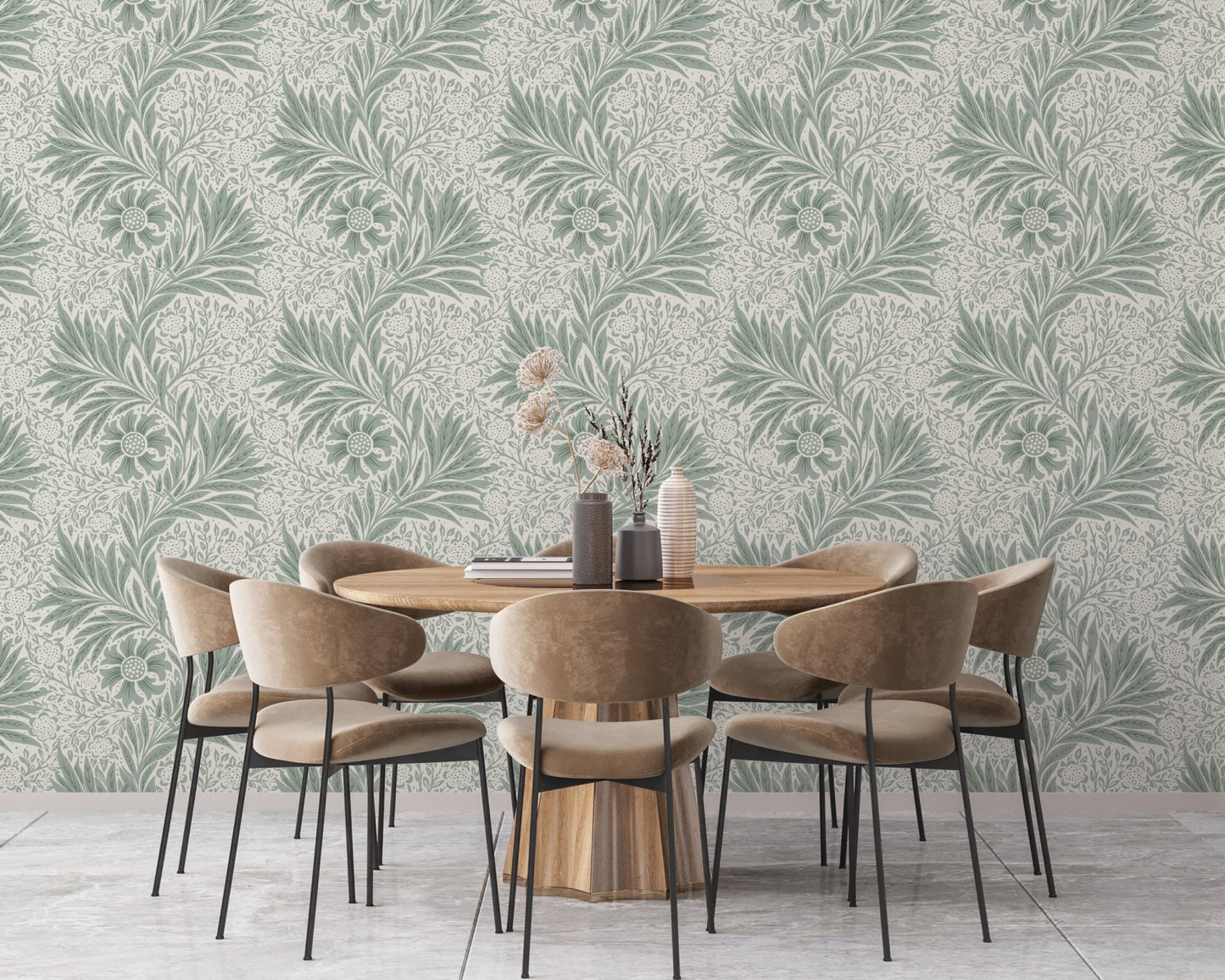 Green Floral Decorative Wallpaper - ChicoBumBum