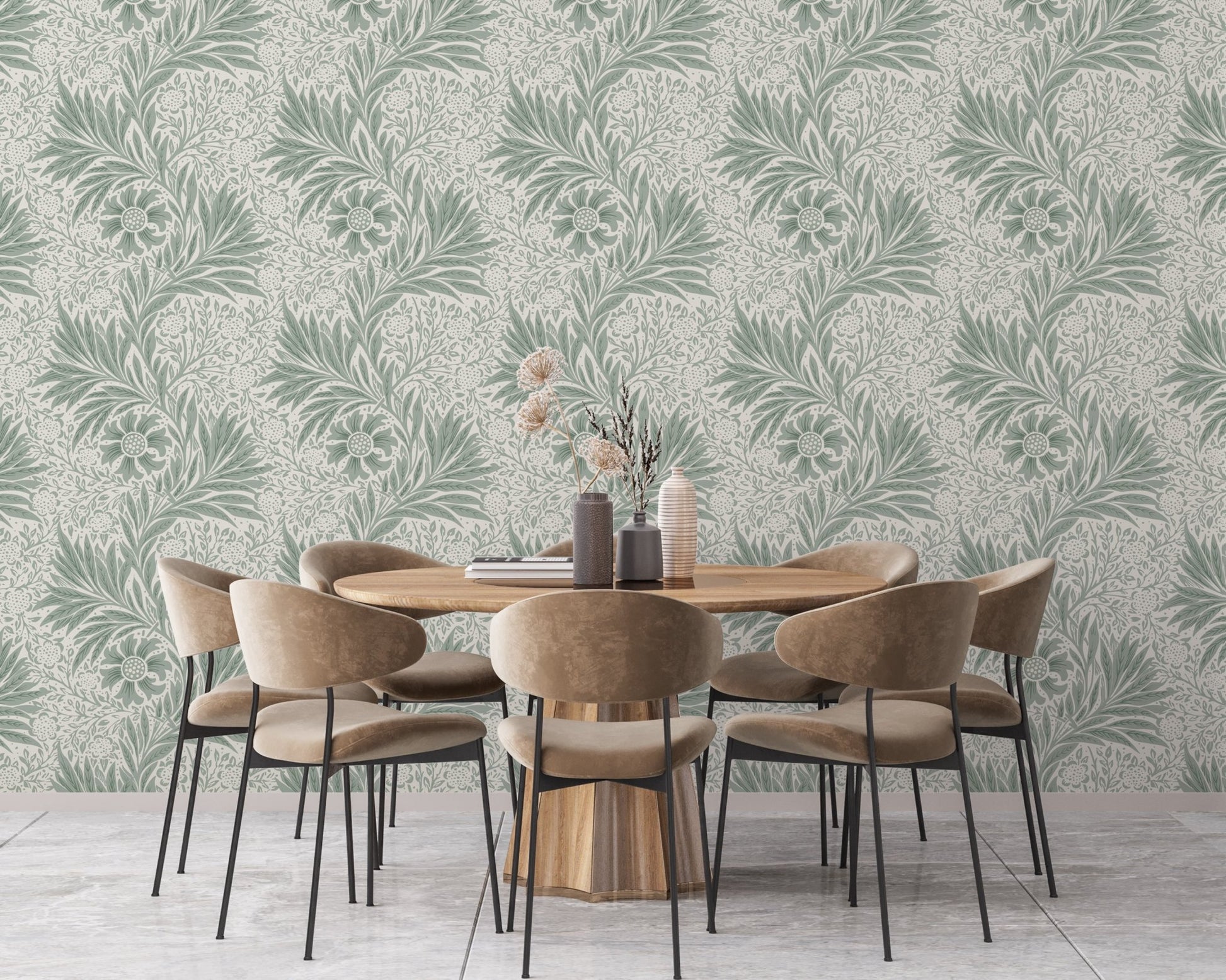 Green Floral Decorative Wallpaper - ChicoBumBum