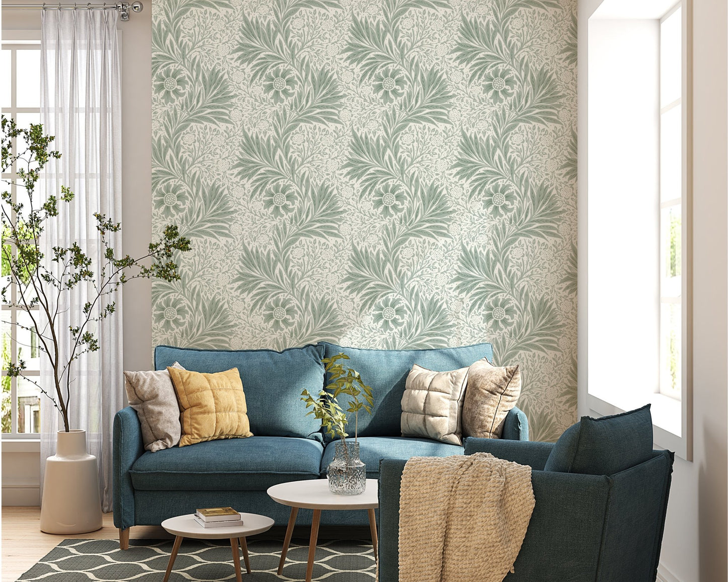 Green Floral Decorative Wallpaper - ChicoBumBum