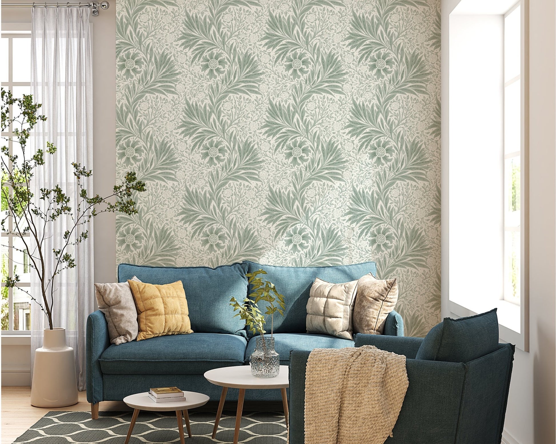 Green Floral Decorative Wallpaper - ChicoBumBum