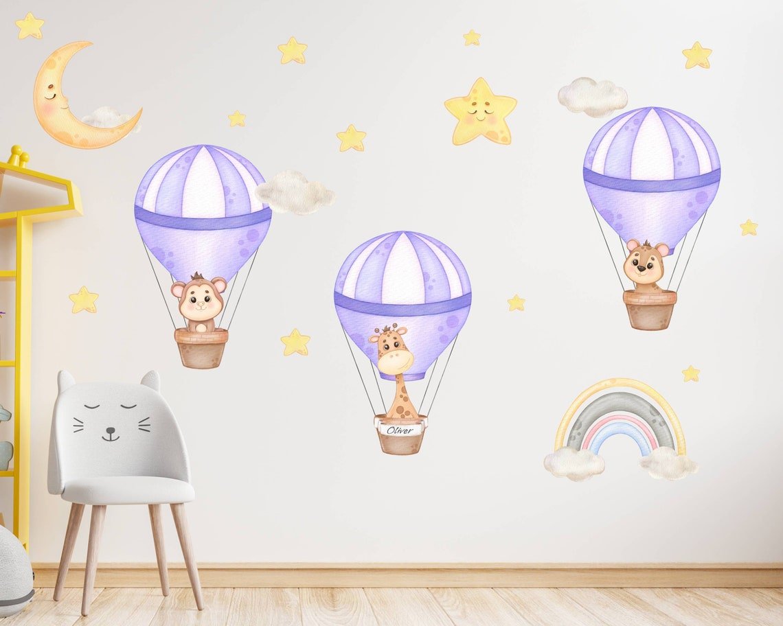 Hot Air Balloon Watercolor Wall Decal - ChicoBumBum