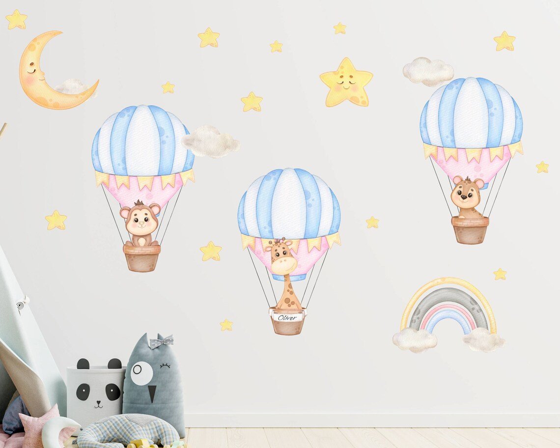 Hot Air Balloon Watercolor Wall Decal - ChicoBumBum