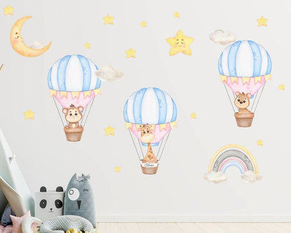 Hot Air Balloon Watercolor Wall Decal - ChicoBumBum