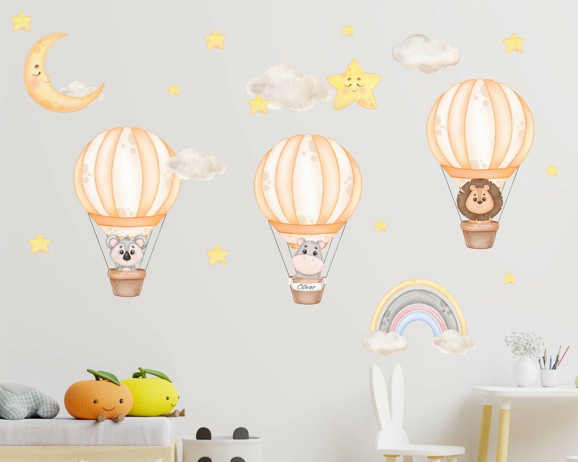 Hot Air Balloon Watercolor Wall Decal - ChicoBumBum
