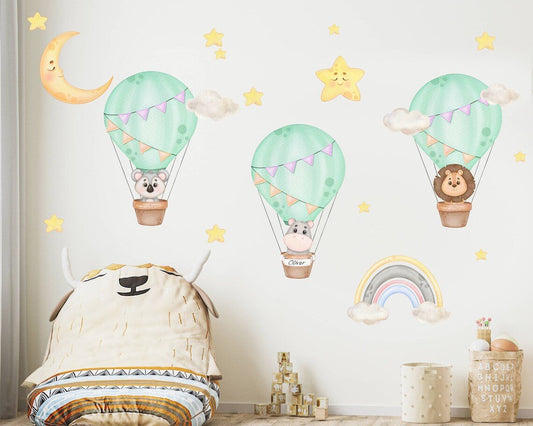 Hot Air Balloon Watercolor Wall Decal - ChicoBumBum