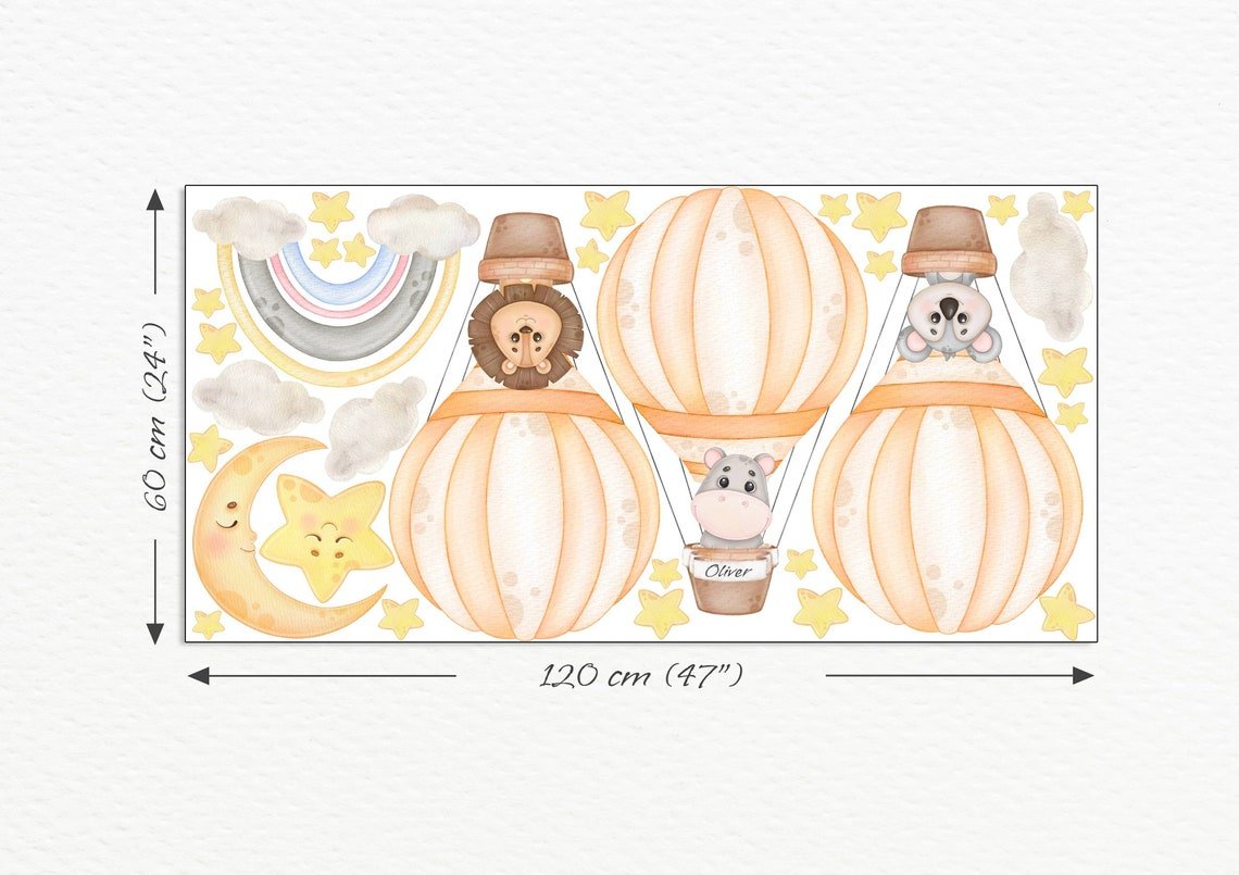 Hot Air Balloon Watercolor Wall Decal - ChicoBumBum