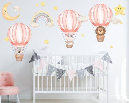 Hot Air Balloon Watercolor Wall Decal - ChicoBumBum