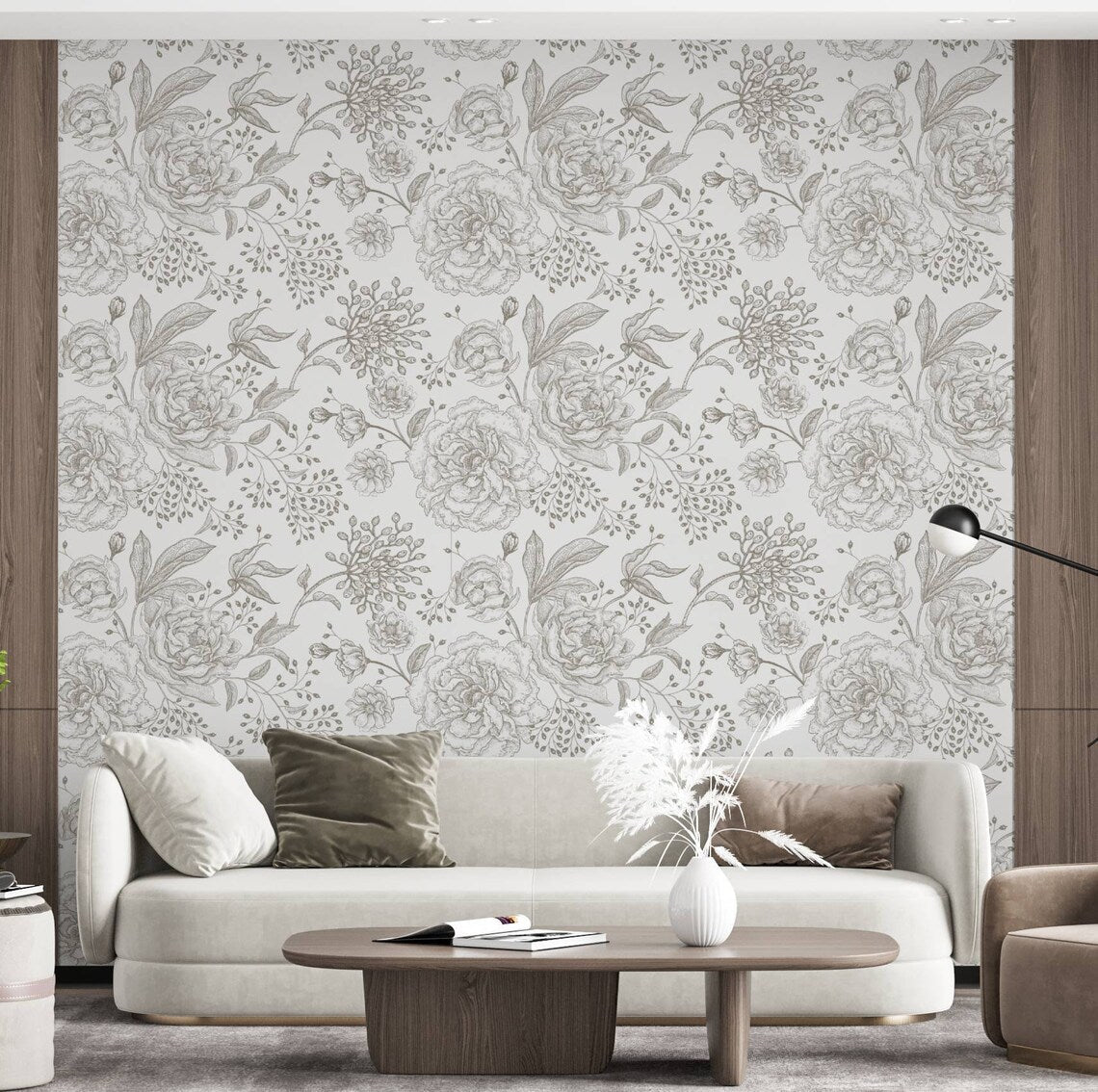 Monochrome Floral Decorative Wallpaper - ChicoBumBum