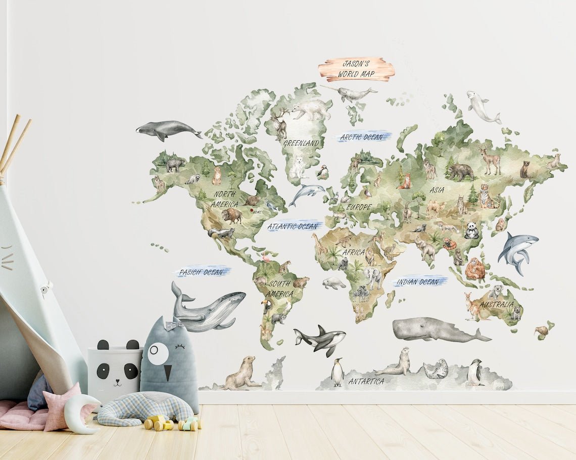 Multi Language World Map Wall Decal - ChicoBumBum