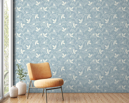 Pastel Blue and White Floral Wallpaper - ChicoBumBum