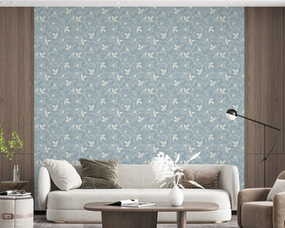 Pastel Blue and White Floral Wallpaper - ChicoBumBum