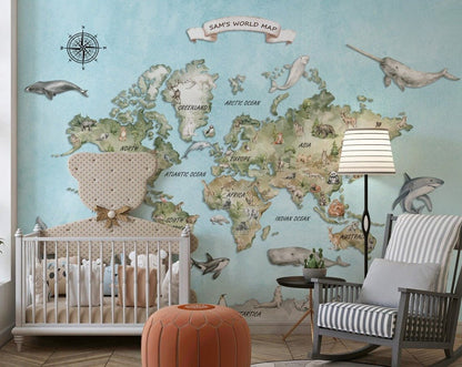 Personalized World Map Wallpaper - ChicoBumBum