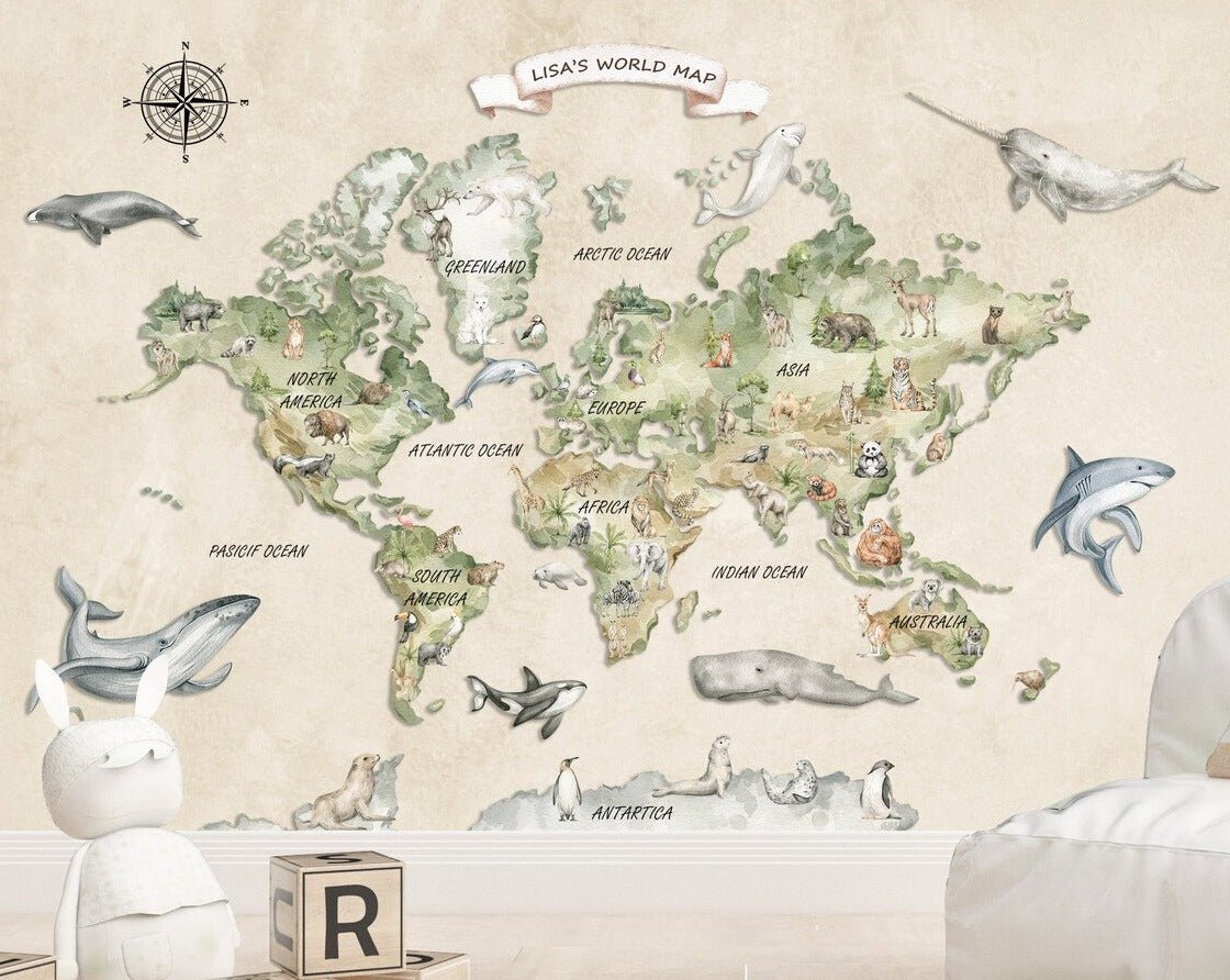 Personalized World Map Wallpaper - ChicoBumBum