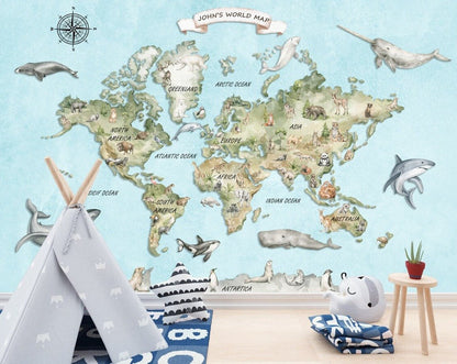 Personalized World Map Wallpaper - ChicoBumBum