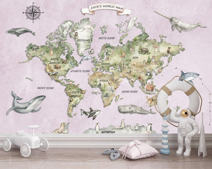 Personalized World Map Wallpaper - ChicoBumBum