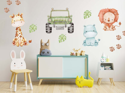 Safari Animals & Jeep Wall Decal - ChicoBumBum