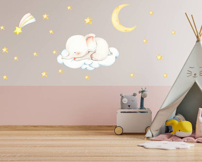 Sleeping Elephants & Stars Wall Decal - ChicoBumBum