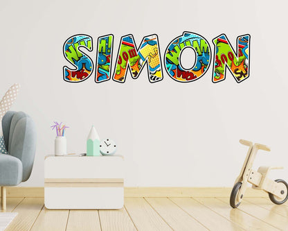 Superhero Comics Name Nursery Wall Decal - ChicoBumBum