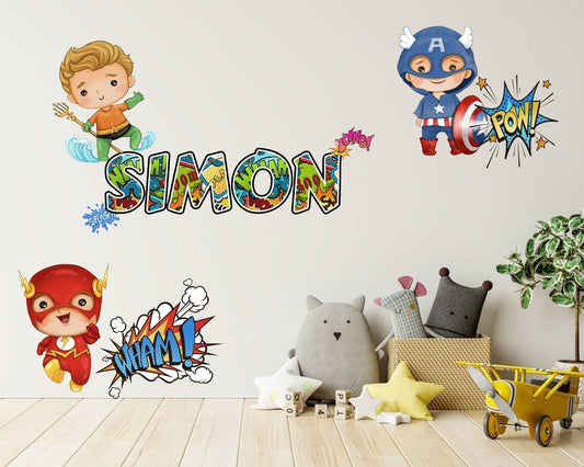 Superheros & Comic Style Name Wall Decal - ChicoBumBum