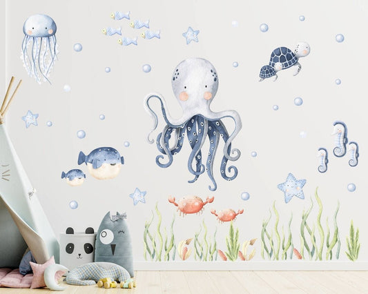 Underwater Nursery Octopus Wall Decal - ChicoBumBum
