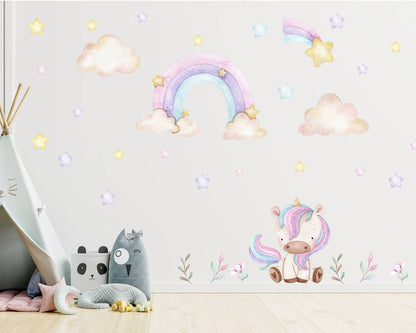 Unicorn & Rainbow Wall Decal - ChicoBumBum