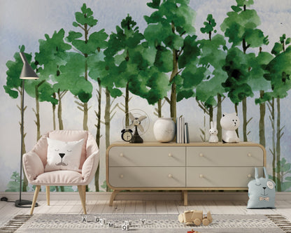 Watercolor Woodland Wallpaper - ChicoBumBum